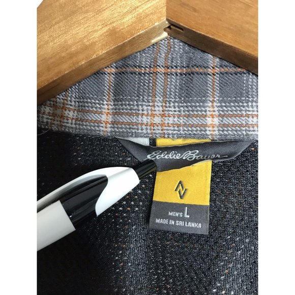 Eddie Bauer Men's Large Gray Plaid Long Sleeve Button Shirt - Picture 3 of 7